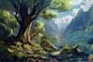 create stunning fantasy landscape, background illustration