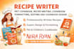 design, write, edit your cookbook recipe, pet cookbook, recipe journal ebook
