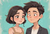 create cartoon couple illustration for gift