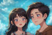 make a digital cartoon couple drawing