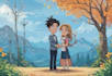 design cartoon couple illustration in HD