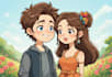 create a professional cartoon couple art