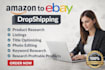 do amazon to ebay dropshipping product research listing seo ebay store setup