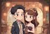 illustrate cartoon couple in disney style