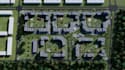 redesign residential complex,landscape aerial 3d rendering, 3d layout, site plan
