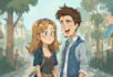 make a cute cartoon couple illustration art