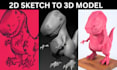 convert 2d concept image to 3d printable model for toy figurine, action figure