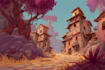 make a stylized environment illustration background art