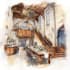 create a watercolor wedding venue portrait