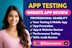 review and test ios app, website review, and android app user experience