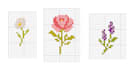 create 3 cute mini cross stitch patterns PDF