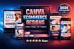 design canva ecommerce graphics, instagram posts, design canva brand kit, flyer