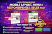 fix squarespace mobile layout, menu and responsiveness issues fast