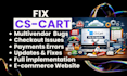 fix cs cart multivendor theme module website bugs and checkout payment errors