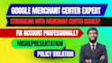 resolve google merchant center misrepresentation,policy violations,suspensions