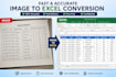 convert image to excel, PDF to excel, and microsoft excel data entry
