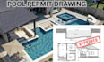 swimming pool plans set, backyard, landscape design garden design permit drawing