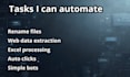automate excel tasks, data processing and python scripts