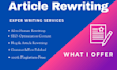 rewrite articles to be unique and plagiarism free