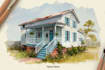 paint watercolor house portrait