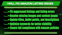create and optimize amazon listings and fix variation issues