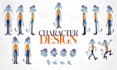 create a 2d character design with turnaround and expressions