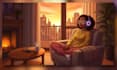create cozy lofi loop animation with cartoon character illustration