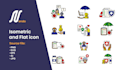 create isometric, flat icon set in 12 hours