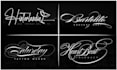 do handwritten, scripted, signature and cursive logo