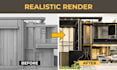 create realistic modern house 3d exterior rendering
