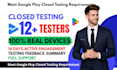 provide 12 testers google play testers closed testing 12 app tester app testing