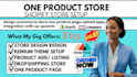 design ecommerce store one product page upload apps integration with upsemls