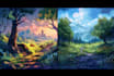 draw a natural landscape and background illustration