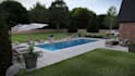 3d backyard landscape design, outdoor kitchen patio pergola pool rendering