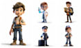 design a custom 3d, 2d cartoon character sheet turnaround