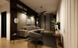 craft3d cozy condo interior, modern apartment decor, open plan layout cgi render