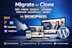 migrate, clone wix figma base44 lovable weebly webflow squarespace to wordpress