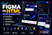 convert figma to responsive HTML CSS with bootstrap or tailwind CSS