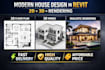 design revit house plan with 2d layout and 3d render