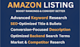 write amazon product listing with keyword research and SEO optimization