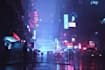 design a cyberpunk futuristic city and background