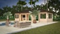 provide simple tropical landscape design, mediterranean gazebo rendering, pool