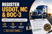 register usdot, mc number and boc3 fmcsa compliance asap