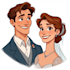 paint a romantic couple portrait in unique style