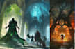 fantasy illustrations, concept art, and card game art