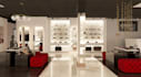 internal 3d bag store ,shopping mall design,wall art decor,display shelve render