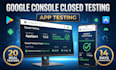 provide 12 or 20 real android testers for google play closed testing for 14 days