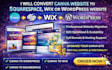 convert canva website to wix website squarespace website wordpress website