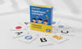 design educational cards playing cards illustration, card template box mockup