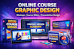 do online course graphics design, course presentation, course content, ppt slide